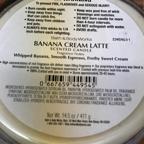 NEW B&BW Banana Cream Latte 3 wick candle - Picture 4 of 4